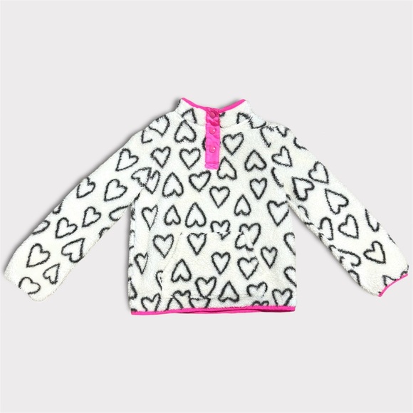 Cat & Jack Other - Cat & Jack Heart Fleece Pullover with Pink Trim Girls 7 - 8 Valentine’s Jacket